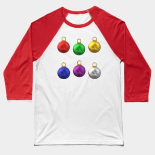 Colorful Christmas Tree Ornaments (Winter White Background) Baseball T-Shirt